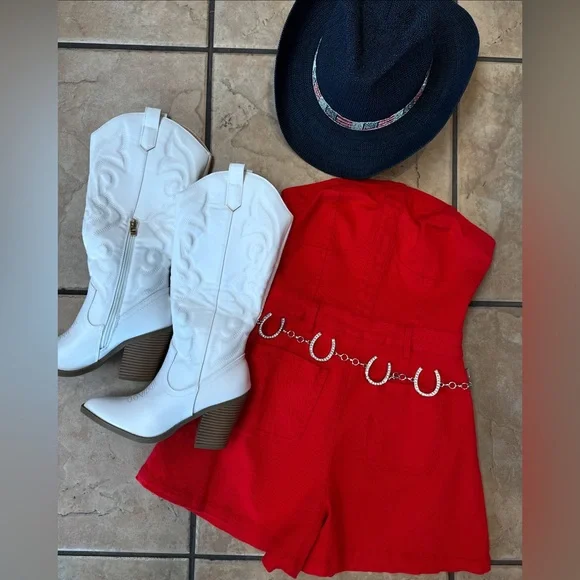 NEW ! WESTERN RHINESTONE HORSESHOE WAIST CONCHO CHAIN BELT - Picture 4 of 8